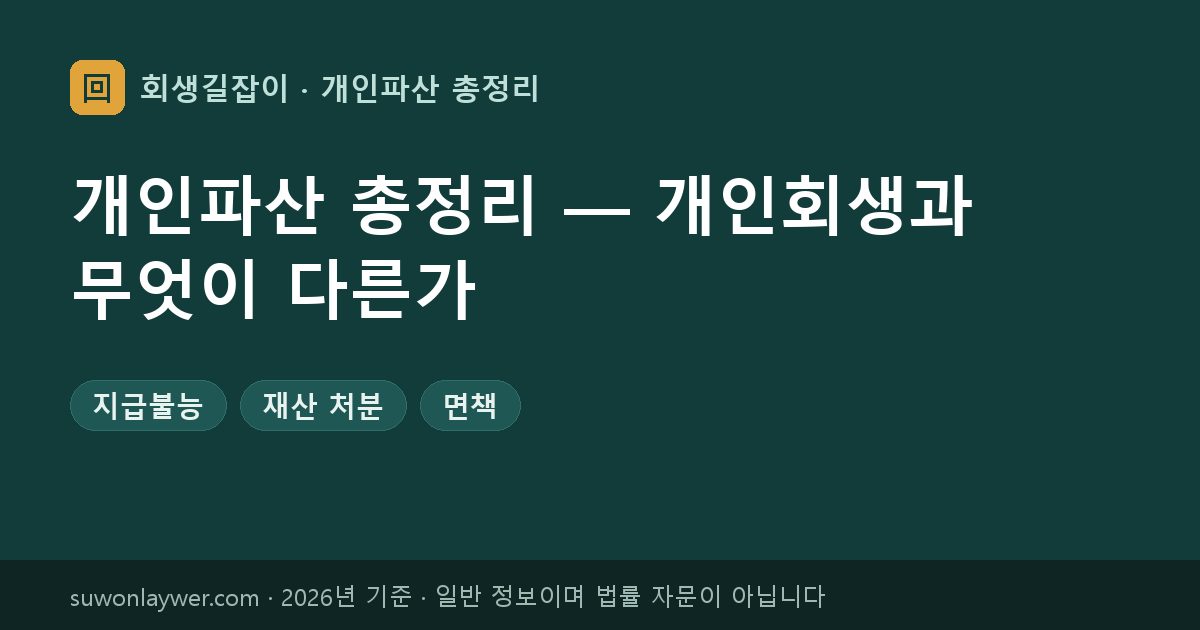 개인파산 총정리 — 개인회생과 무엇이 다른가
